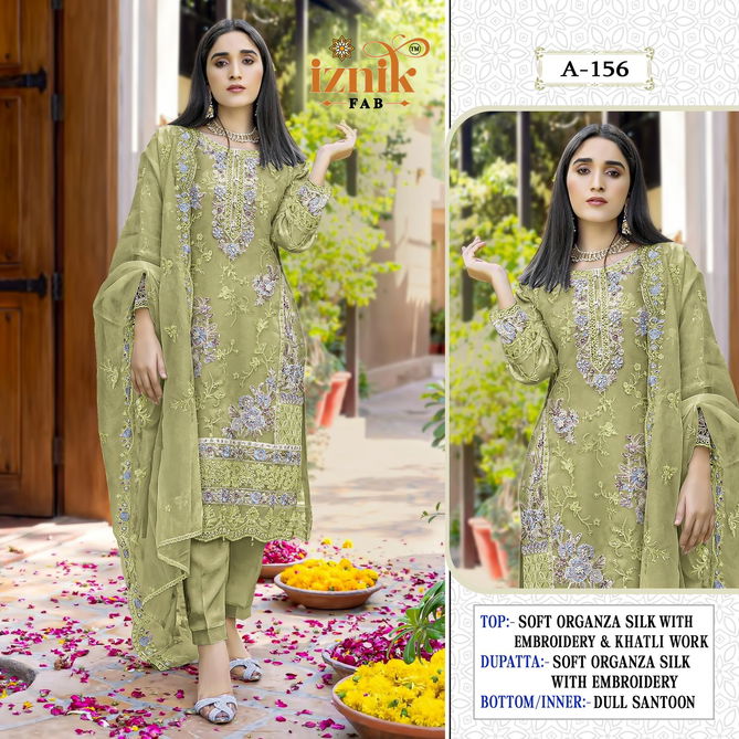 156 A To D Iznik Organza Embroidery Pakistani Suits Wholesale Shop In Surat